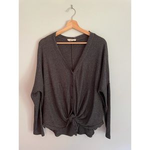 Peach Love California gray top with front tie